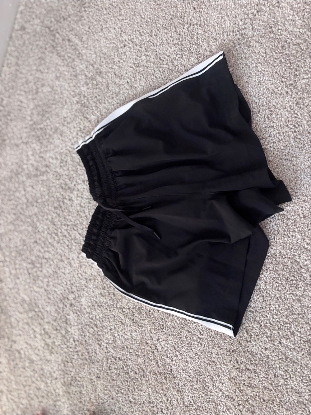 aerie Black Athletic Shorts with White Side Stripe
